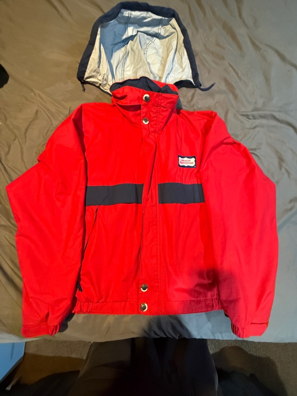 Dunbrooke Red and Navy Hooded Raincoat